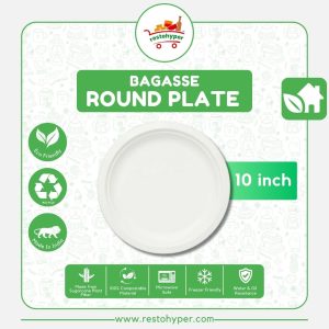 Bagasse Round Plate – 10 inches