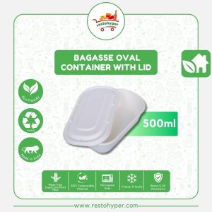 Bagasse Oval Container with Lid